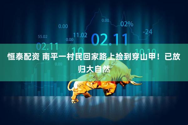 恒泰配资 南平一村民回家路上捡到穿山甲！已放归大自然