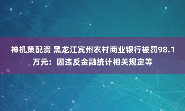 神机策配资 黑龙江宾州农村商业银行被罚98.1万元：因违反金融统计相关规定等