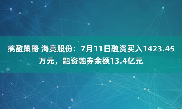 摛盈策略 海亮股份：7月11日融资买入1423.45万元，融资融券余额13.4亿元